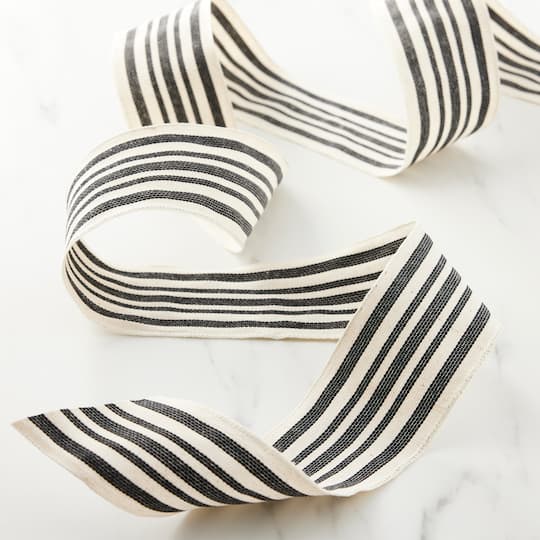 12 Pack: 2.5" x 25ft. Faux Cotton Wired Striped Ribbon by Celebrate It™ Décor